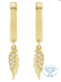 Natural Diamond Angel Wing Hinged Hoop Earrings