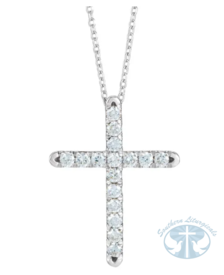 Necklace/Pendant Natural Diamond French-Set Cross 16-18" Necklace