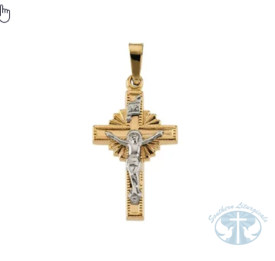 Necklace/Pendant Hollow Crucifix Pendant 14K Yellow/White