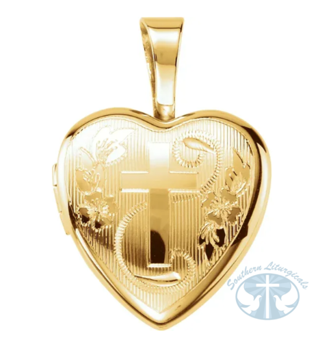 Gold-Plated Sterling Silver Cross Heart Locket