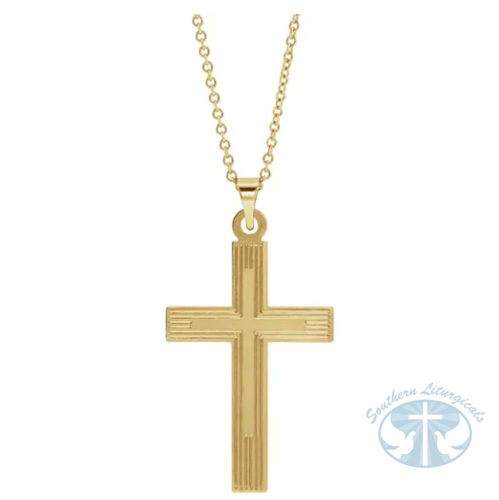 14K Gold Yellow Cross 18" Necklace