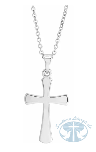 14K White Gold Cross 18" Necklace