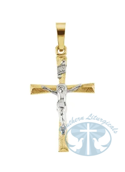 Crucifix Pendant 14K Yellow Gold 23.5x14 mm