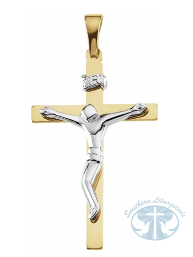 Crucifix Pendant 14K Yellow/White Gold 28.5x19 mm