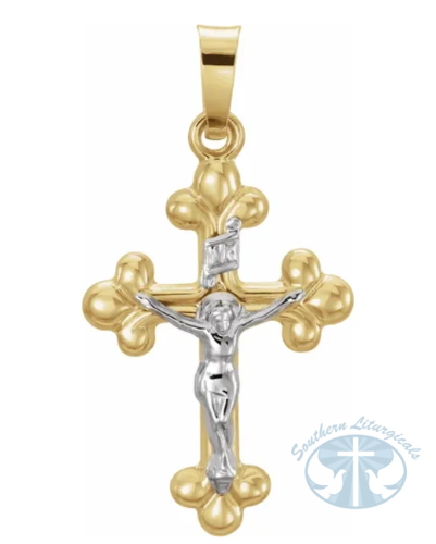 Crucifix Pendant 14K Yellow & White Gold