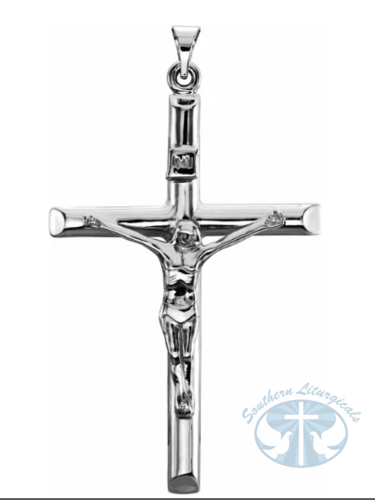 Crucifix Pendant 14K White Gold 43x29 mm