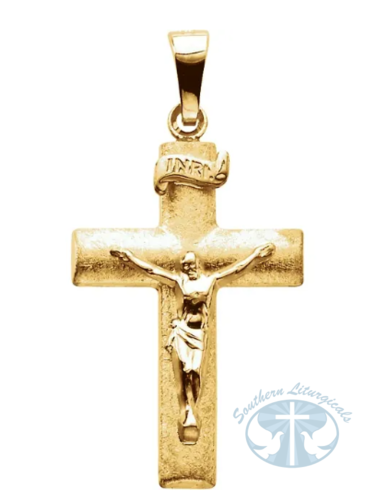 Hollow Crucifix Pendant 14K Yellow 35.4x16 mm