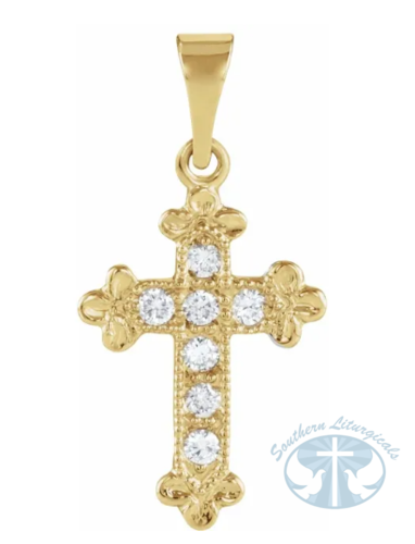 Natural Diamond Cross Pendant 14K Yellow Gold 1/10 CTW