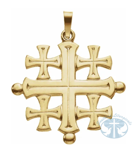  Jerusalem Cross Pendant 14K Yellow Gold