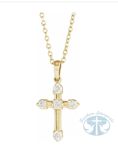 Natural Diamond Cross 16-18" Necklace