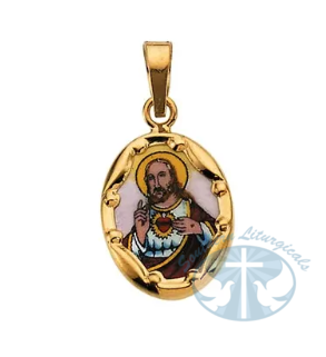 Sacred Heart of Jesus Hand-Painted Porcelain Pendant