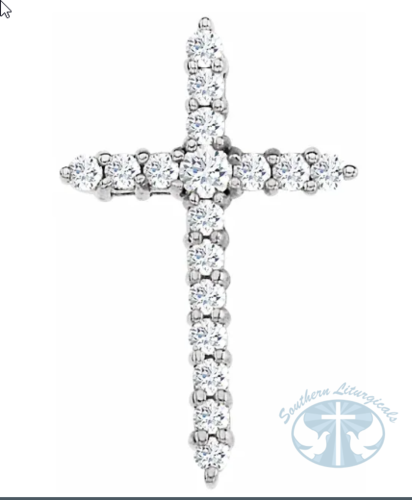 Natural Diamond Cross Pendant 14K White Gold 1/3 CTW