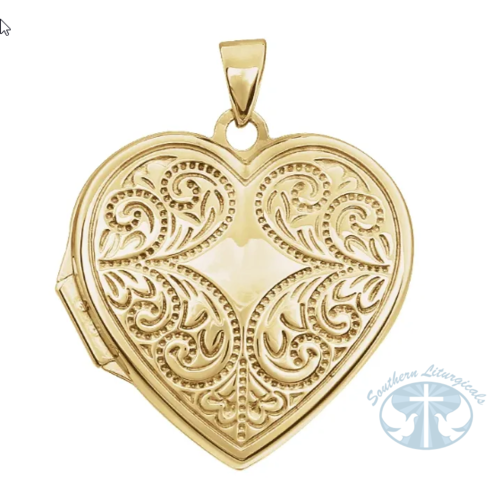 14K Yellow Gold Engravable Heart Locket