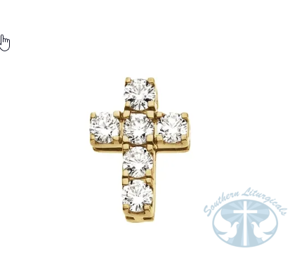 Natural Diamond Cross Pendant 14K Yellow Gold