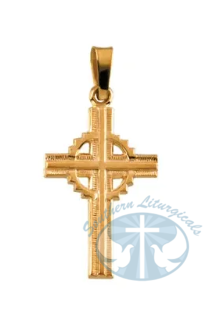 Celtic-Inspired Cross Pendant 14K Yellow Gold