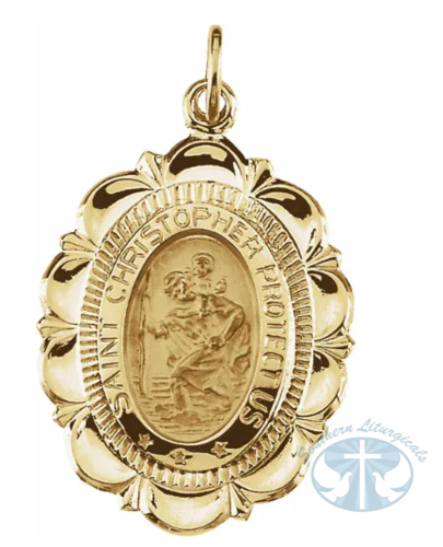 Oval Hollow St. Christopher Medal