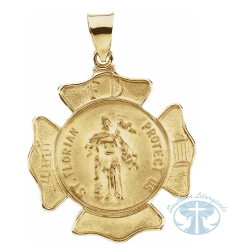 14K Yellow 25 mm Hollow St. Florian Medal