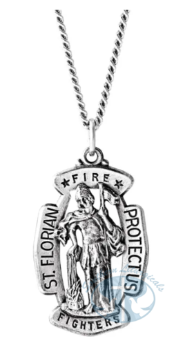 St. Florian Medal 24" Necklace Sterling Silver