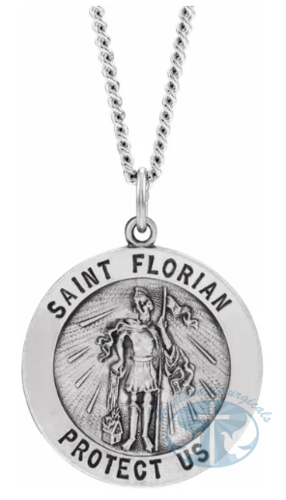 St. Florian Medal 24" Necklace Sterling Silver