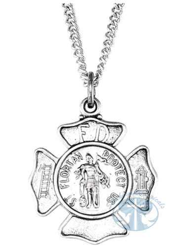 St. Florian Medal 18" Necklace Sterling Silver