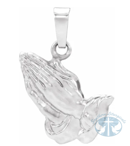 Praying Hands Pendant White Gold