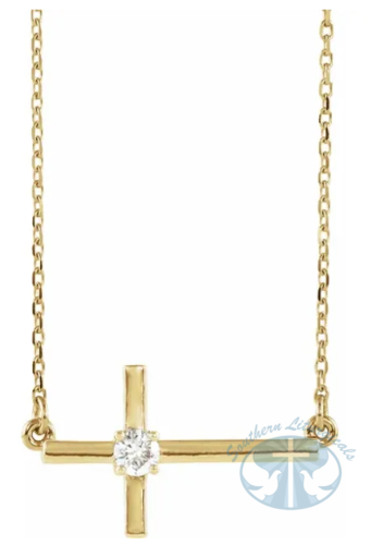 Natural Diamond Sideways Cross 16-18" Necklace