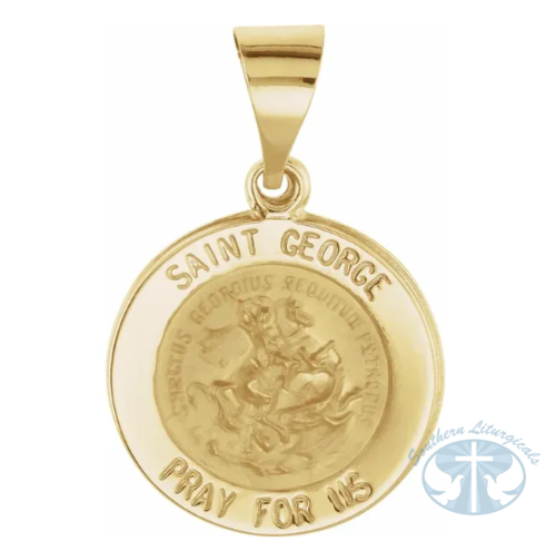 St. George Medal 14 k yellow gold hollow