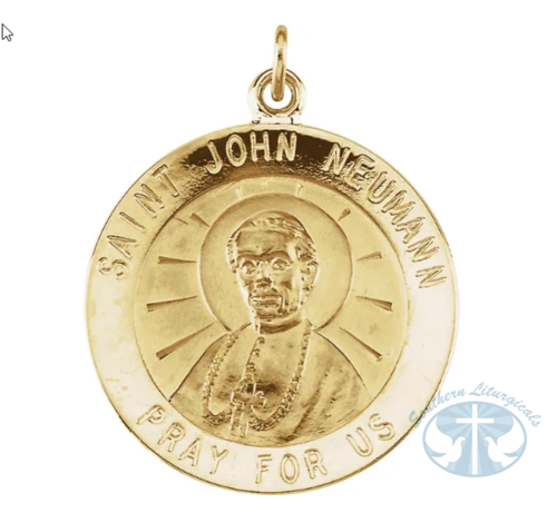 Round St. John Neumann Medal 14K Yellow Gold