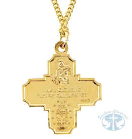 24K Yellow Gold-Plated Sterling Silver Four-Way Cross 24&quot; Necklace