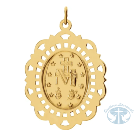 Oval Filigree Miraculous Medal Yellow Gold 32x23 mm