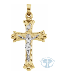 Hollow Crucifix Pendant 14K Yellow Gold | Religious Jewelry