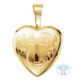 Cross Necklaces Gold-Plated Sterling Silver Cross Heart Locket