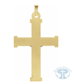 Hollow Crucifix Pendant 14K Yellow/White 32x23 mm