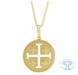 Natural Diamond Jerusalem Cross 16-18&quot; Necklace