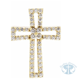 Natural Diamond Cross Pendant 14K Yellow Gold